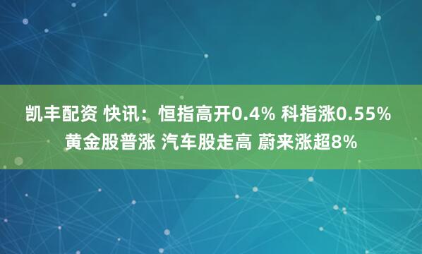 凯丰配资 快讯：恒指高开0.4% 科指涨0.55% 黄金股普涨 汽车股走高 蔚来涨超8%