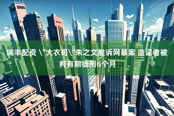 瑞丰配资 ＂大衣哥＂朱之文胜诉网暴案 造谣者被判有期徒刑6个月
